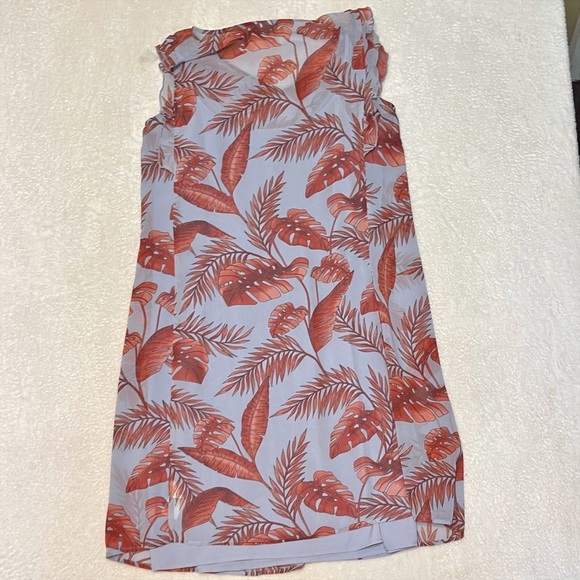 CAbi Style #5381 Isabel Blue Coral Palm Leaf Print Ruffle Sleeve Summer Dress L - Picture 14 of 14